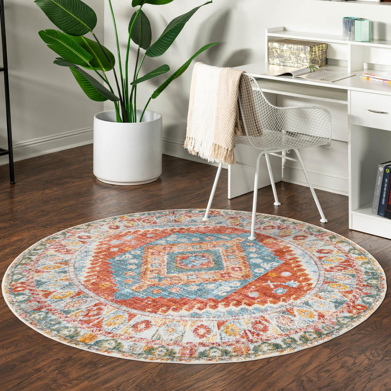Arcadia Rugs Collection Area Rug - Xanadu Round Salmon lifestyle 89