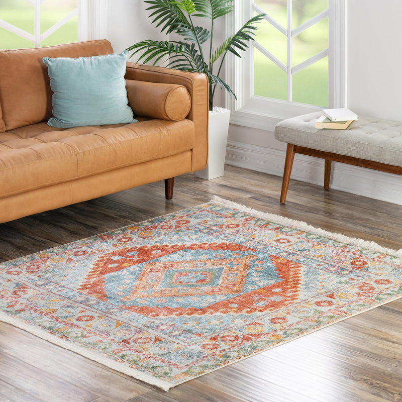 Arcadia Rugs Collection Area Rug - Xanadu Square Salmon lifestyle 90