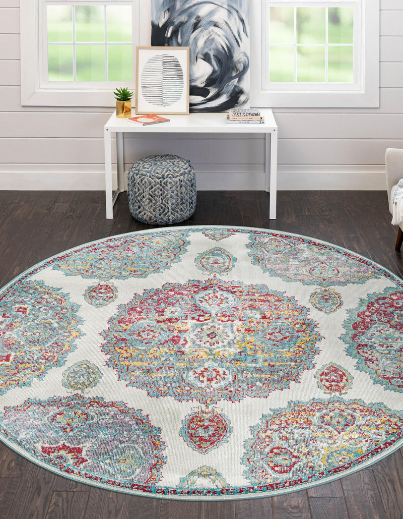 Arcadia Rugs Collection Area Rug - Atlantis (Cream) Round Cream lifestyle 25