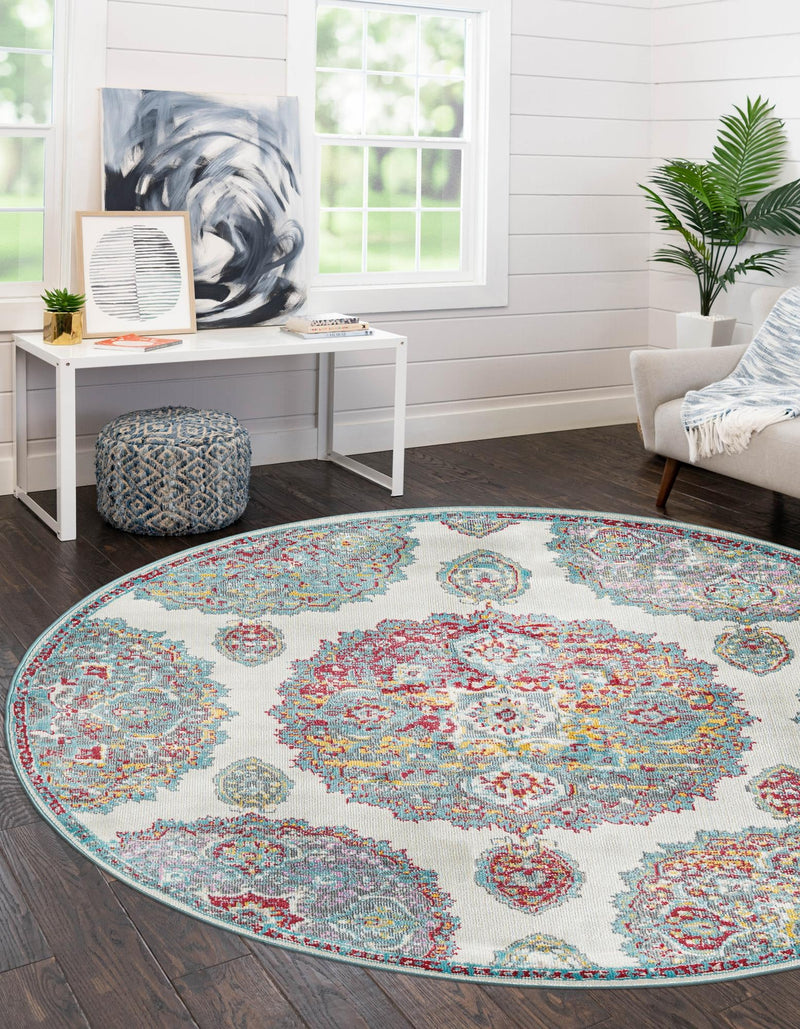Arcadia Rugs Collection Area Rug - Atlantis (Cream) Round Cream lifestyle 30