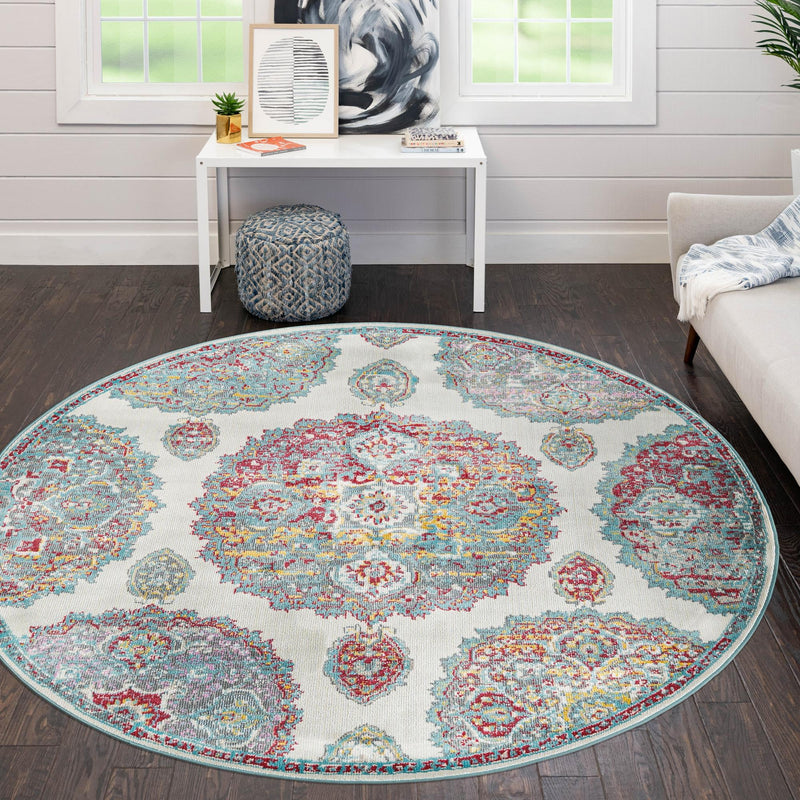 Arcadia Rugs Collection Area Rug - Atlantis (Cream) Round Cream lifestyle 84