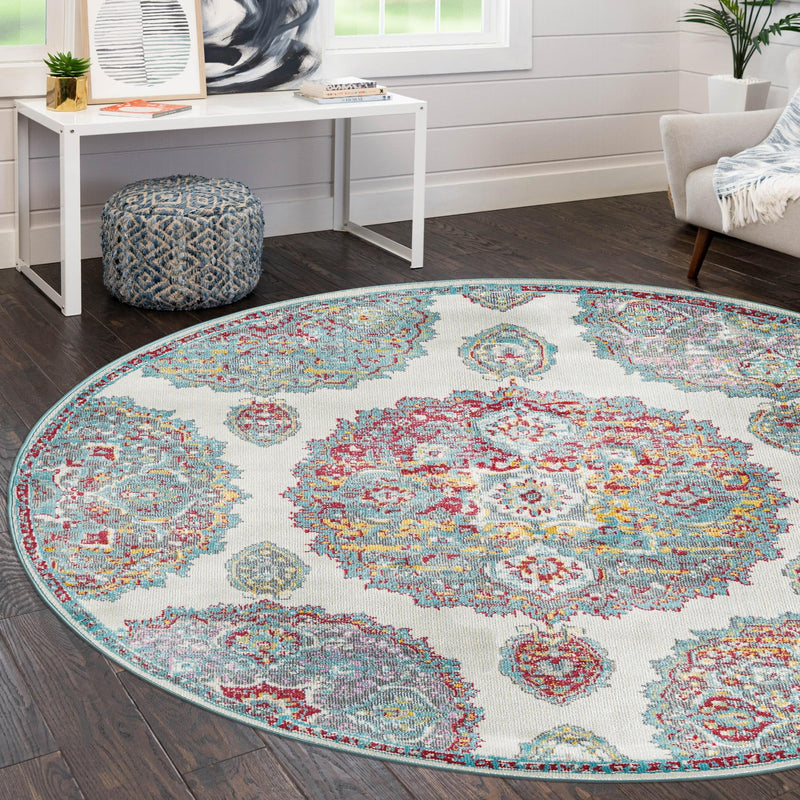 Arcadia Rugs Collection Area Rug - Atlantis (Cream) Round Cream lifestyle 89