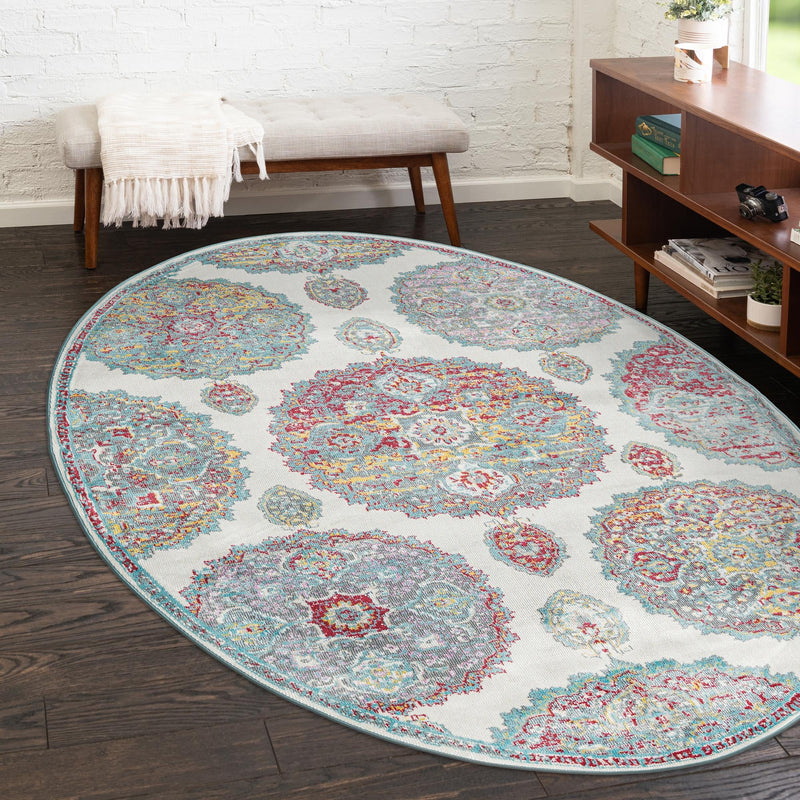 Arcadia Rugs Collection Area Rug - Atlantis (Cream) Oval Cream lifestyle 86