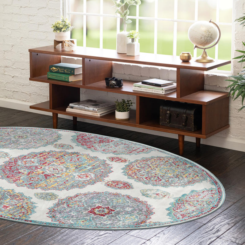 Arcadia Rugs Collection Area Rug - Atlantis (Cream) Oval Cream lifestyle 91