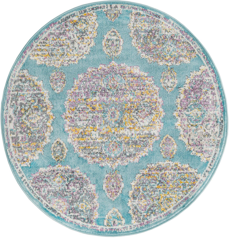 Arcadia Rugs Collection Area Rug - Atlantis (Blue) Round Blue lifestyle 18
