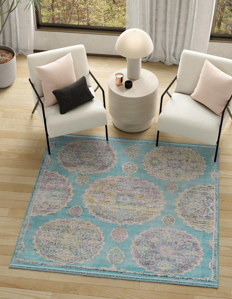 Arcadia Rugs Collection Area Rug - Atlantis (Blue) Square Blue lifestyle 24
