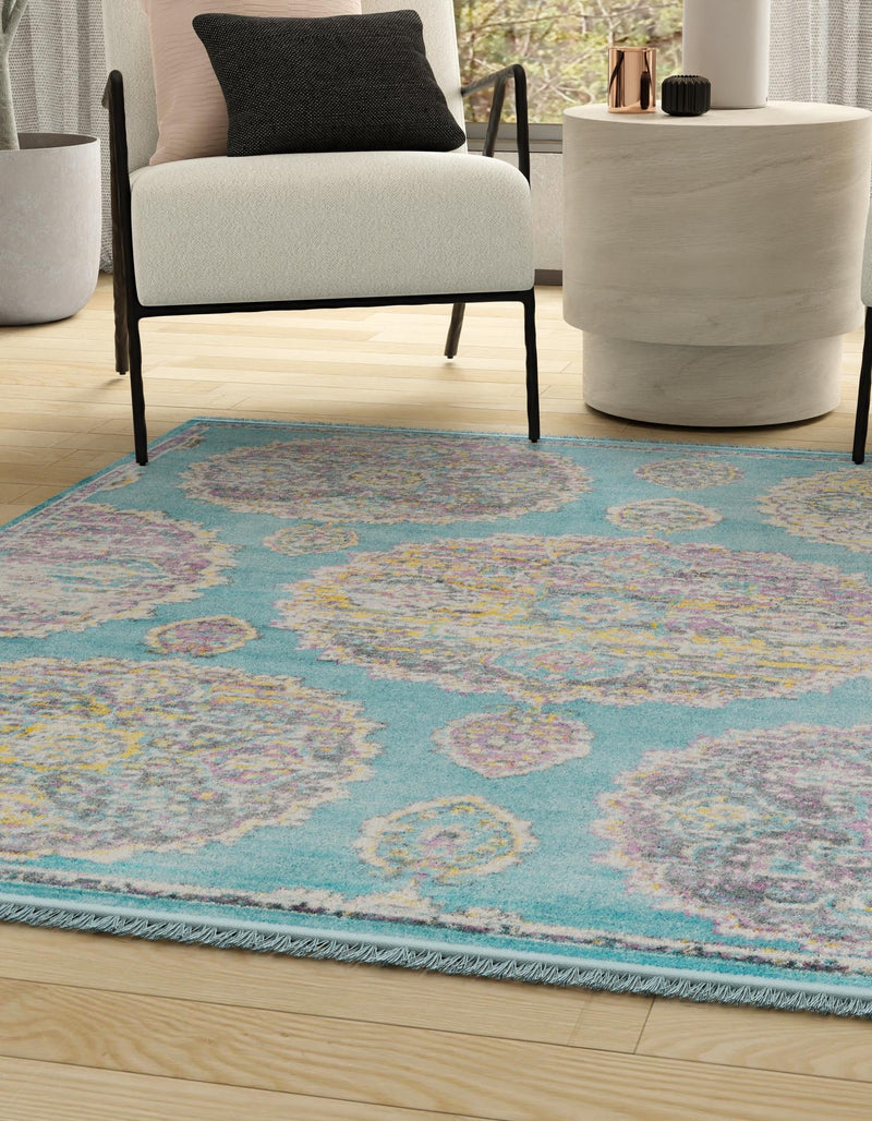Arcadia Rugs Collection Area Rug - Atlantis (Blue) Square Blue lifestyle 29
