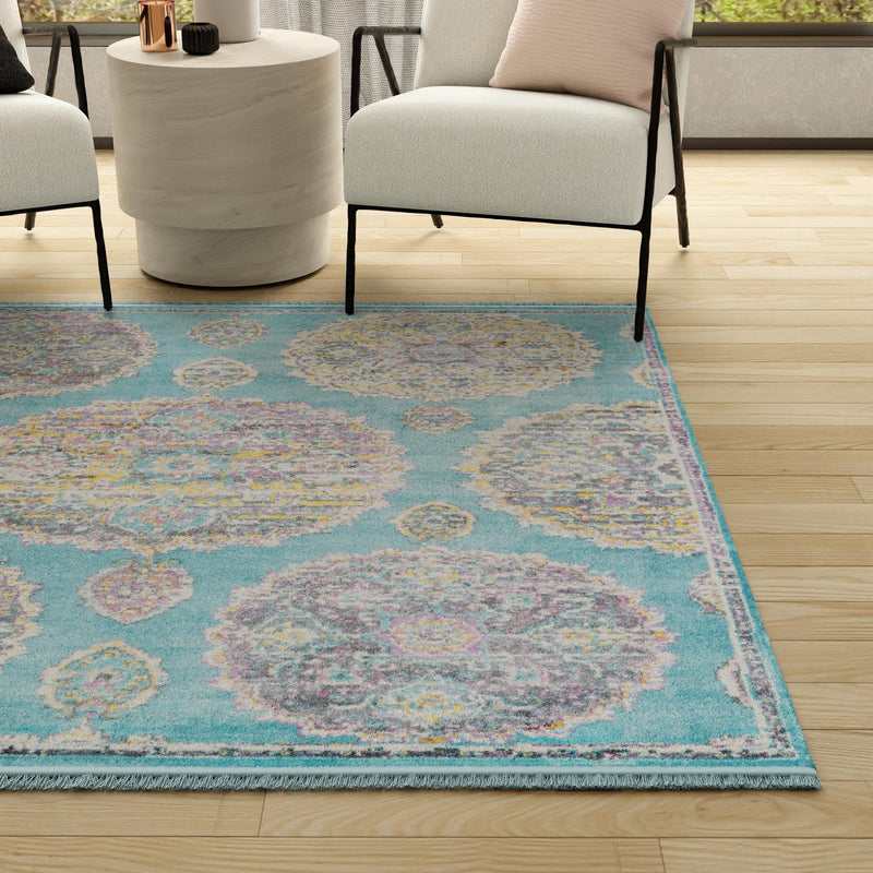 Arcadia Rugs Collection Area Rug - Atlantis (Blue) Square Blue lifestyle 91