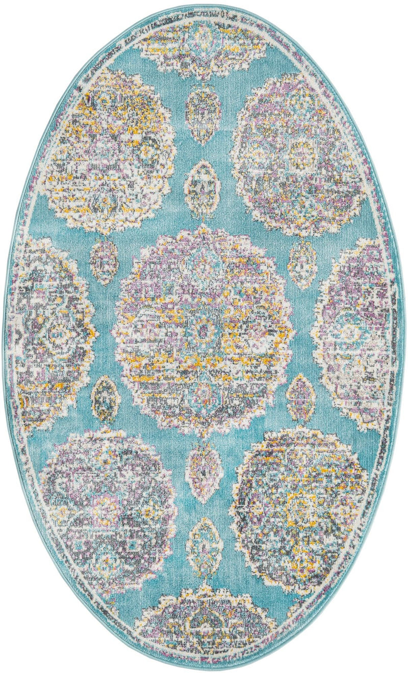 Arcadia Rugs Collection Area Rug - Atlantis (Blue) Oval Blue lifestyle 20