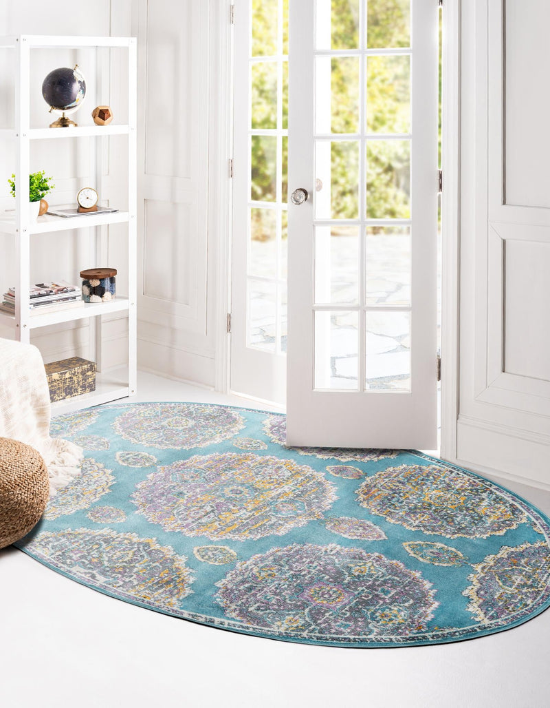 Arcadia Rugs Collection Area Rug - Atlantis (Blue) Oval Blue lifestyle 30