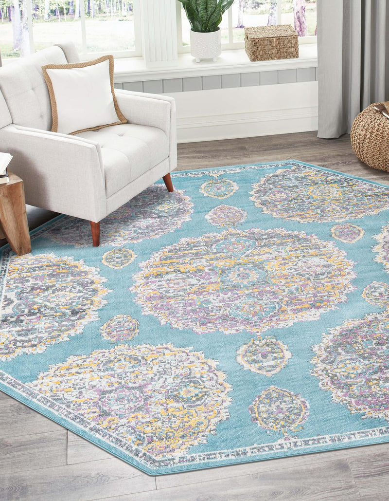 Arcadia Rugs Collection Area Rug - Atlantis (Blue) Octagon Blue lifestyle 26
