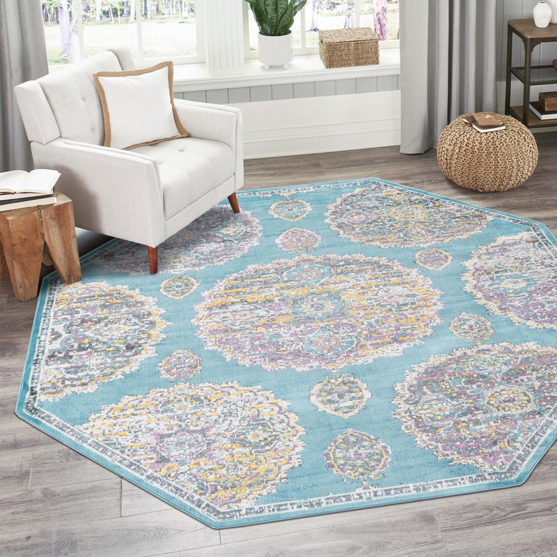 Arcadia Rugs Collection Area Rug - Atlantis (Blue) Octagon Blue lifestyle 86
