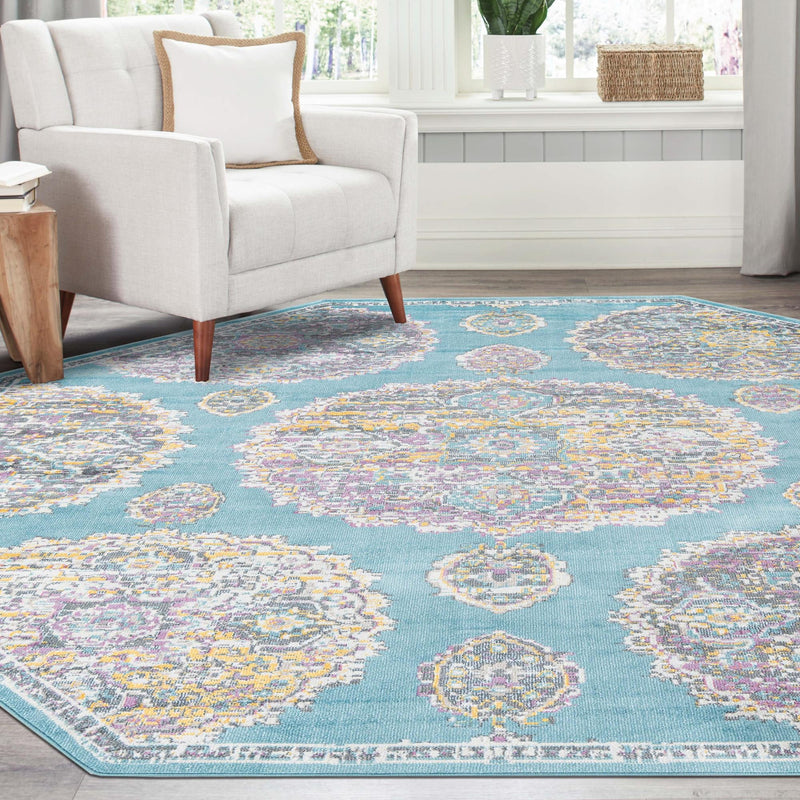 Arcadia Rugs Collection Area Rug - Atlantis (Blue) Octagon Blue lifestyle 90