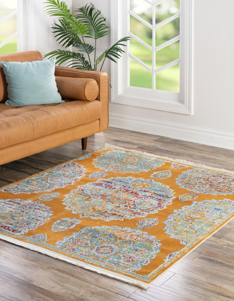 Arcadia Rugs Collection Area Rug - Atlantis (Orange) Square Orange lifestyle 21
