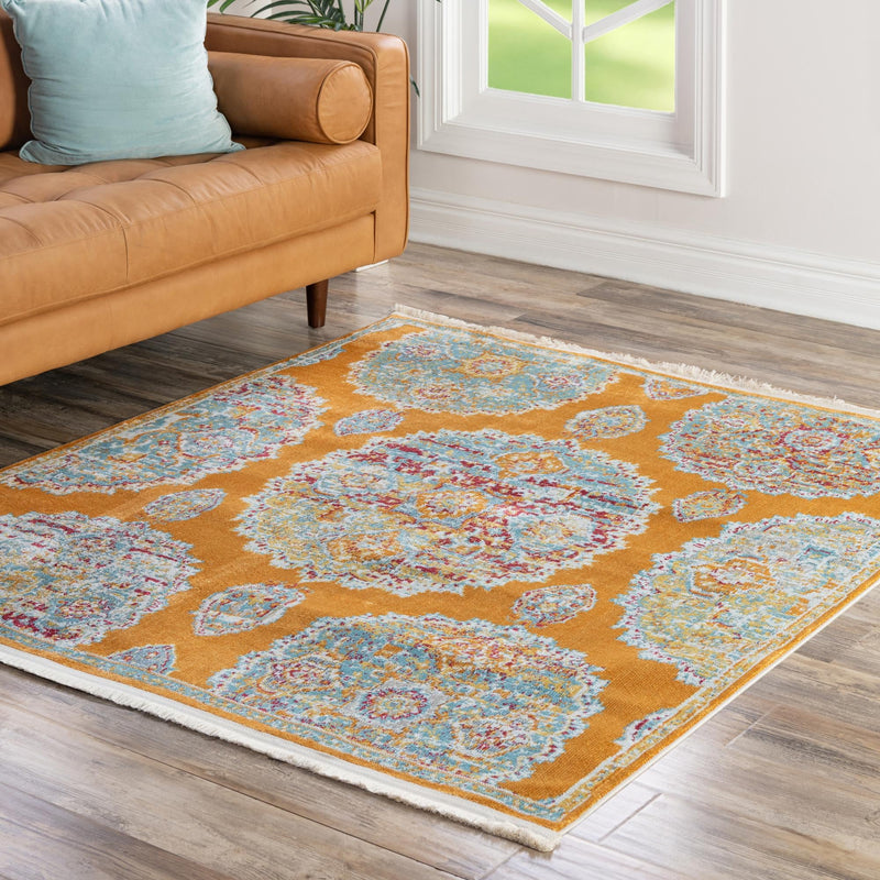 Arcadia Rugs Collection Area Rug - Atlantis (Orange) Square Orange lifestyle 80