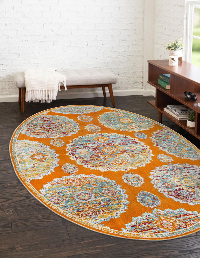 Arcadia Rugs Collection Area Rug - Atlantis (Orange) Oval Orange lifestyle 22