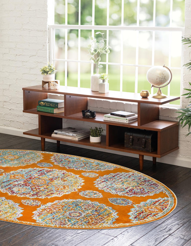 Arcadia Rugs Collection Area Rug - Atlantis (Orange) Oval Orange lifestyle 27