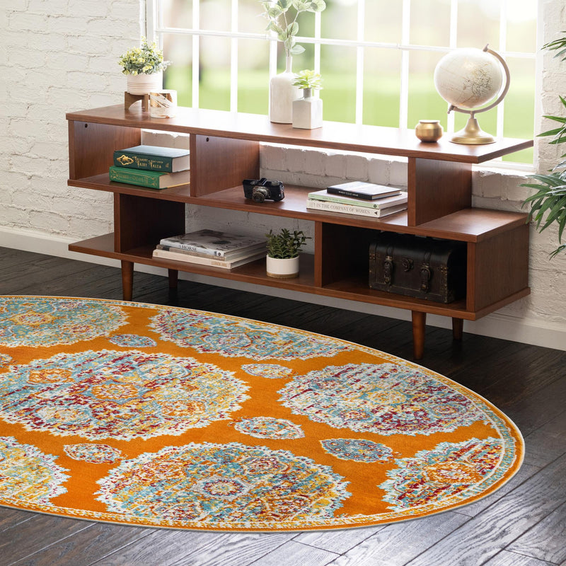 Arcadia Rugs Collection Area Rug - Atlantis (Orange) Oval Orange lifestyle 85