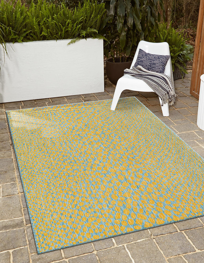 Urban Oasis Rugs Collection Area Rug - Terrace (Yellow and Aqua) Rectangle Yellow and Aqua lifestyle 0