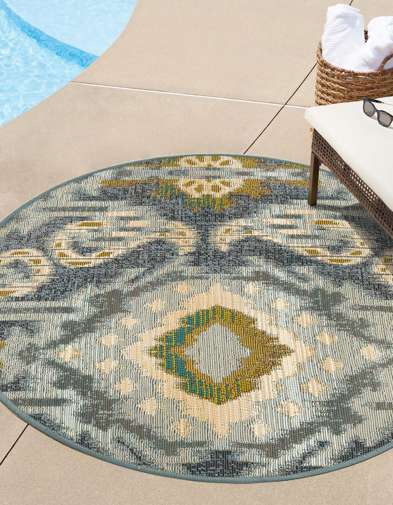 Urban Terrace Collection Area Rug - Vista Round Blue lifestyle 20
