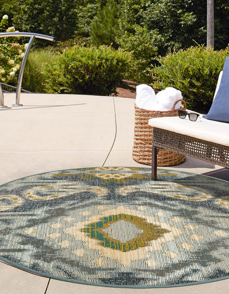 Urban Terrace Collection Area Rug - Vista Round Blue lifestyle 23