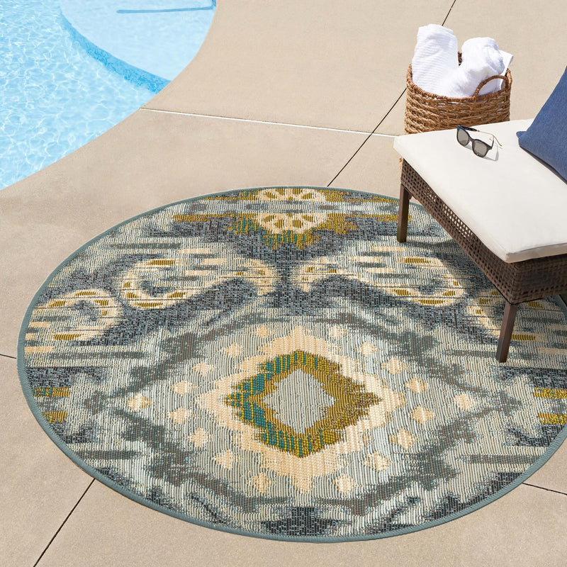 Urban Terrace Collection Area Rug - Vista Round Blue lifestyle 53