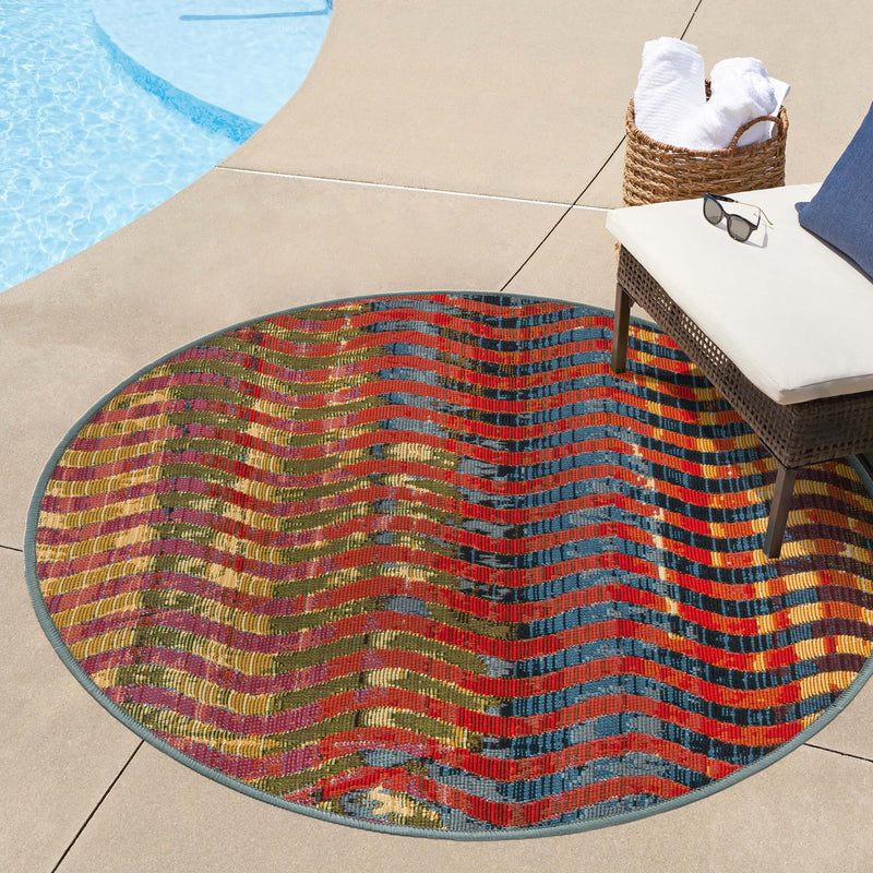 Urban Terrace Collection Area Rug - Walkway Round Multi lifestyle 50