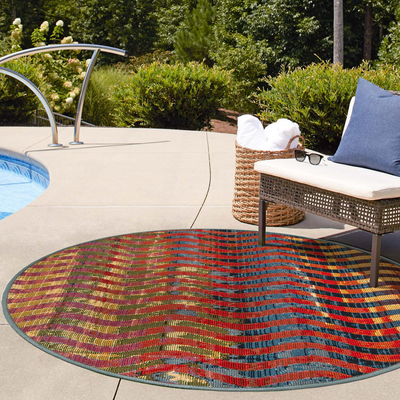 Urban Terrace Collection Area Rug - Walkway Round Multi lifestyle 52