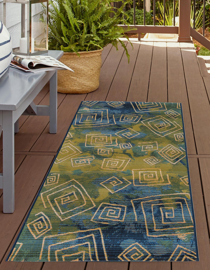 Urban Terrace Collection Area Rug - Quay Runner Blue lifestyle 22
