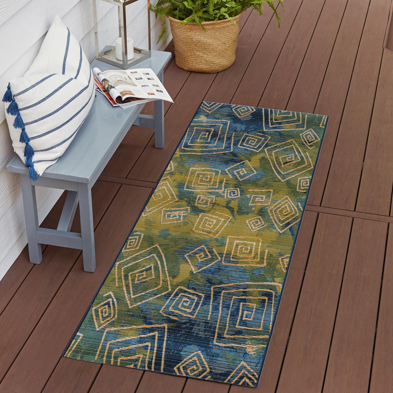 Urban Terrace Collection Area Rug - Quay Runner Blue lifestyle 48