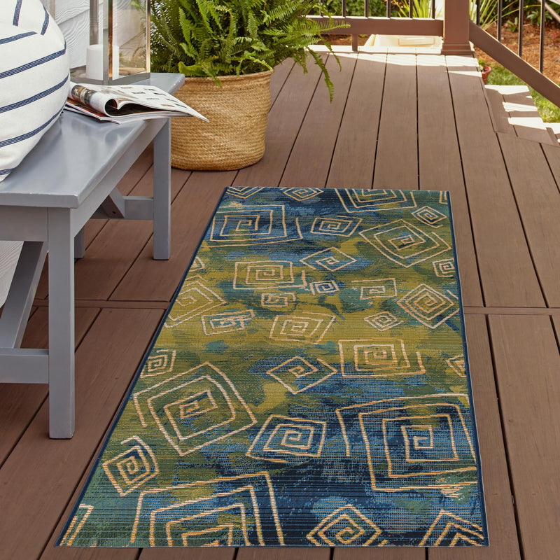 Urban Terrace Collection Area Rug - Quay Runner Blue lifestyle 50