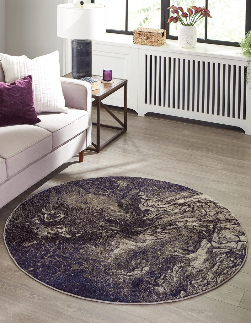 Autumnal Tapestry Collection Area Rug - Slateville Round Gray lifestyle 16