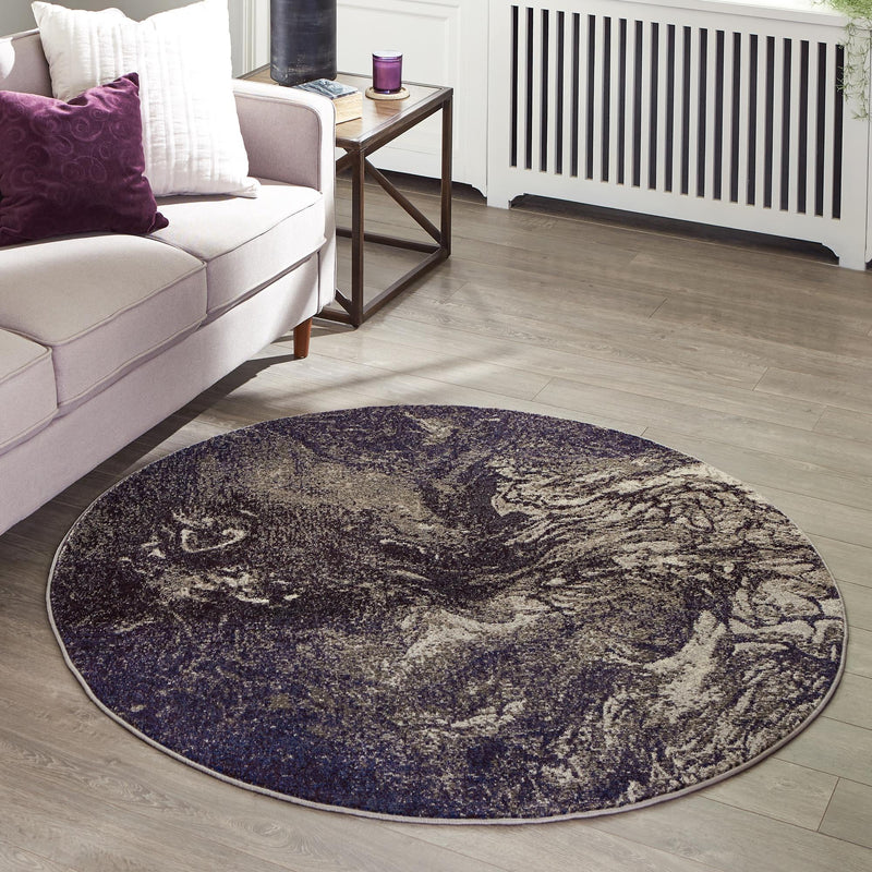 Autumnal Tapestry Collection Area Rug - Slateville Round Gray lifestyle 42