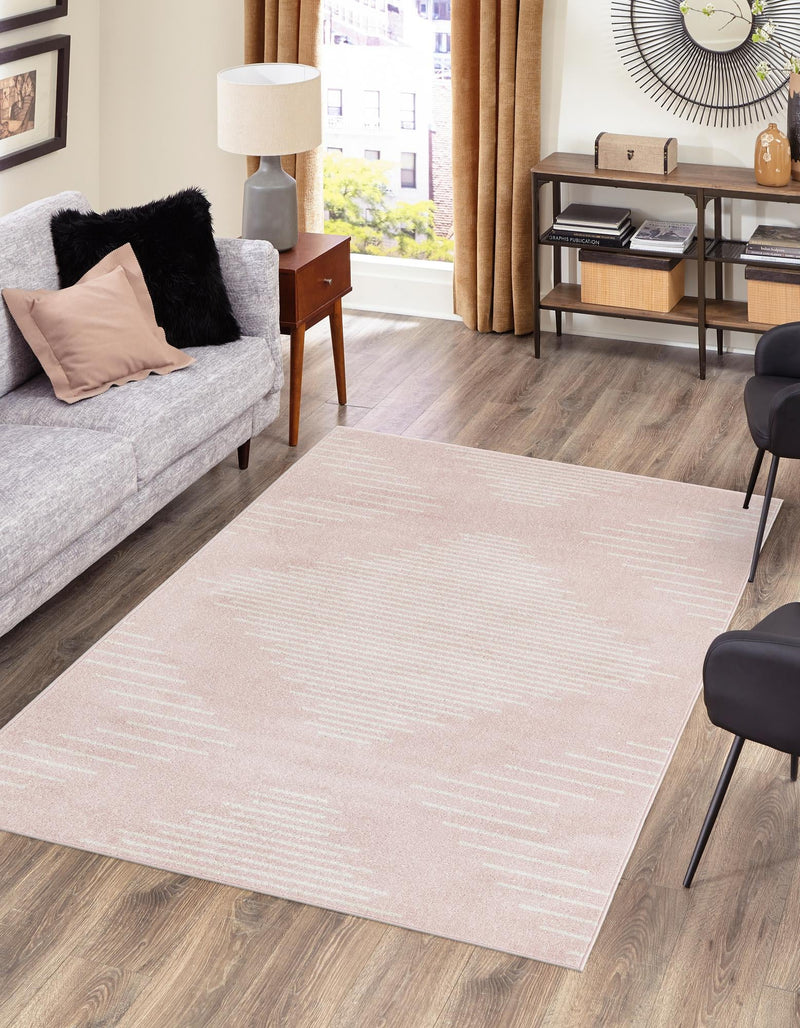 Seychelles Stripes Collection Area Rug - Mahe (Pink) Rectangle Pink lifestyle 0
