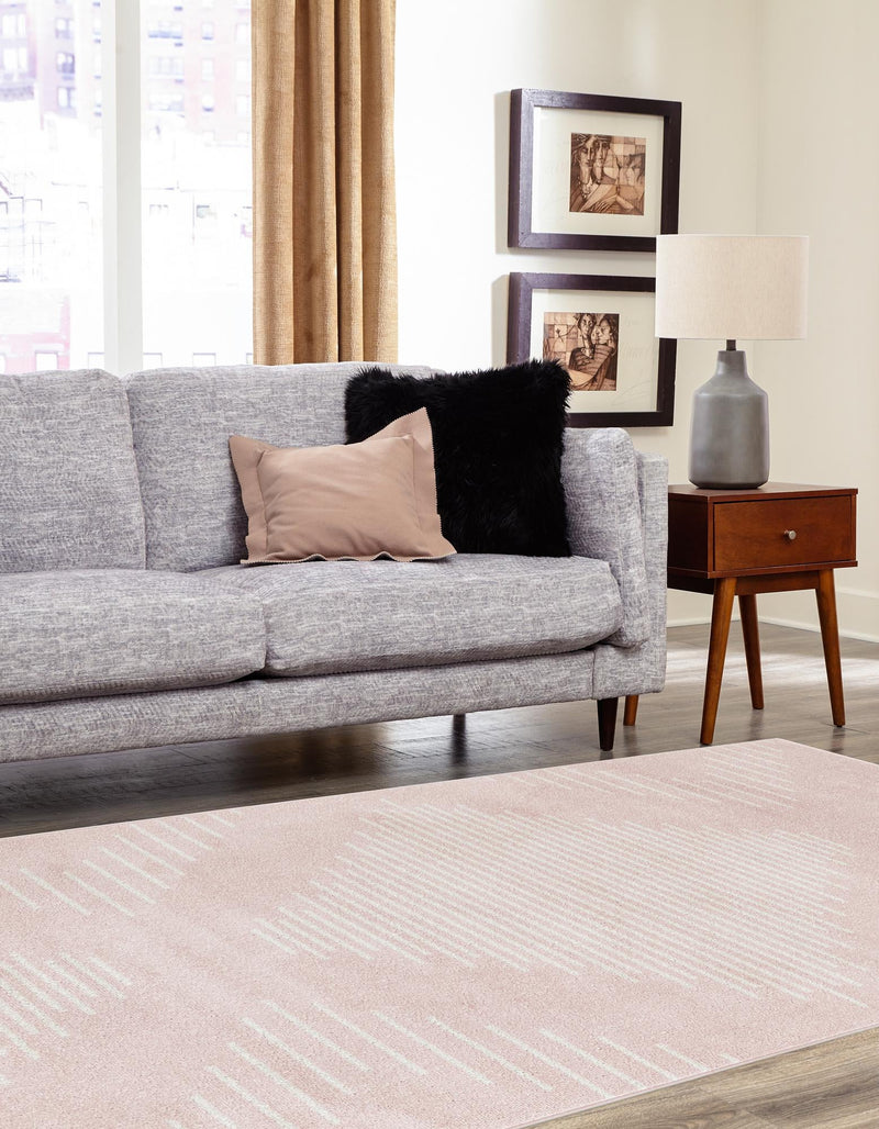 Seychelles Stripes Collection Area Rug - Mahe (Pink) Rectangle Pink lifestyle 2