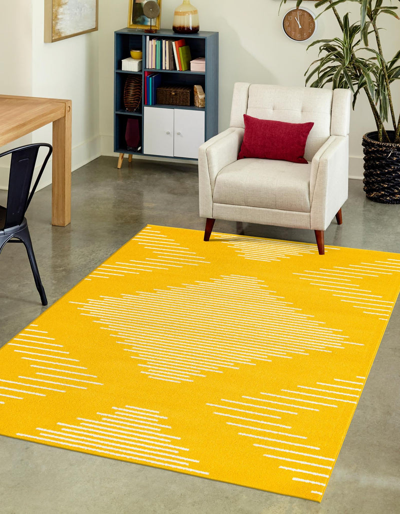 Seychelles Stripes Collection Area Rug - Mahe (Yellow) Rectangle Yellow lifestyle 0