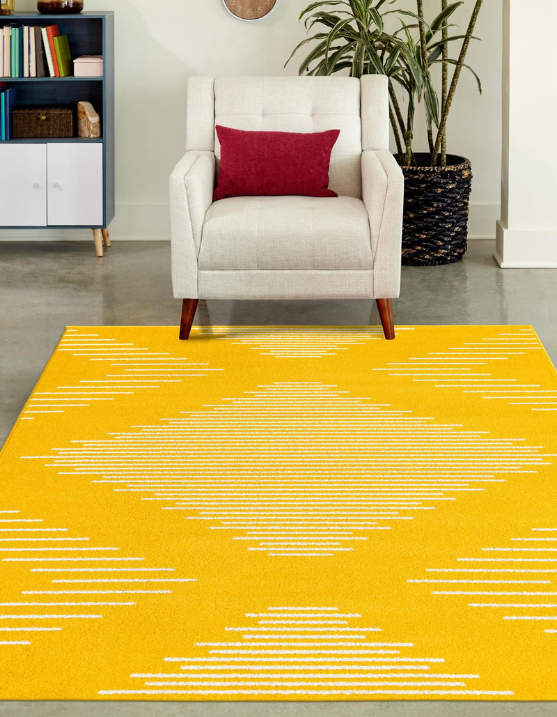 Seychelles Stripes Collection Area Rug - Mahe (Yellow) Rectangle Yellow lifestyle 2
