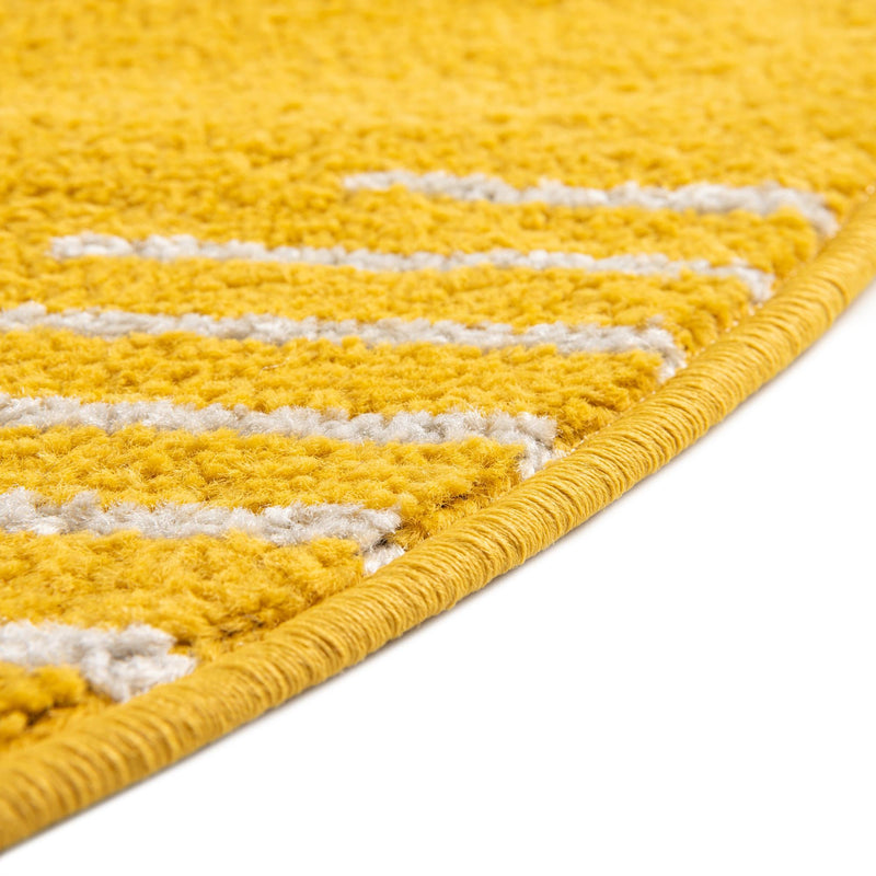 Seychelles Stripes Collection Area Rug - Mahe (Yellow) Round Yellow lifestyle 6