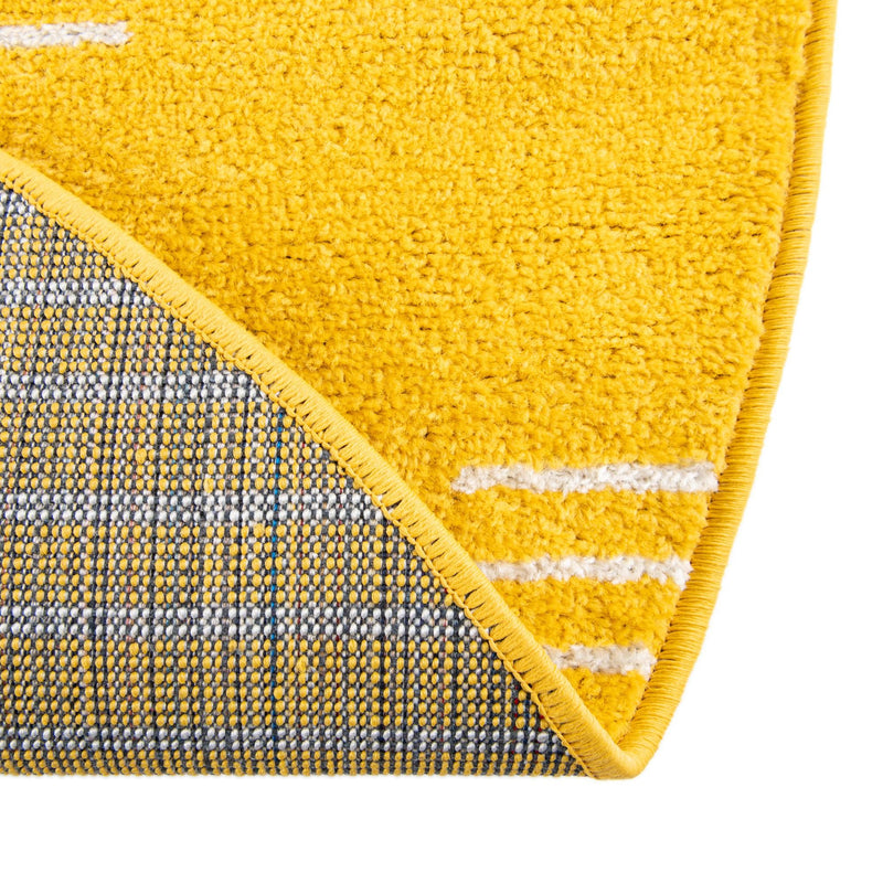 Seychelles Stripes Collection Area Rug - Mahe (Yellow) Round Yellow lifestyle 8