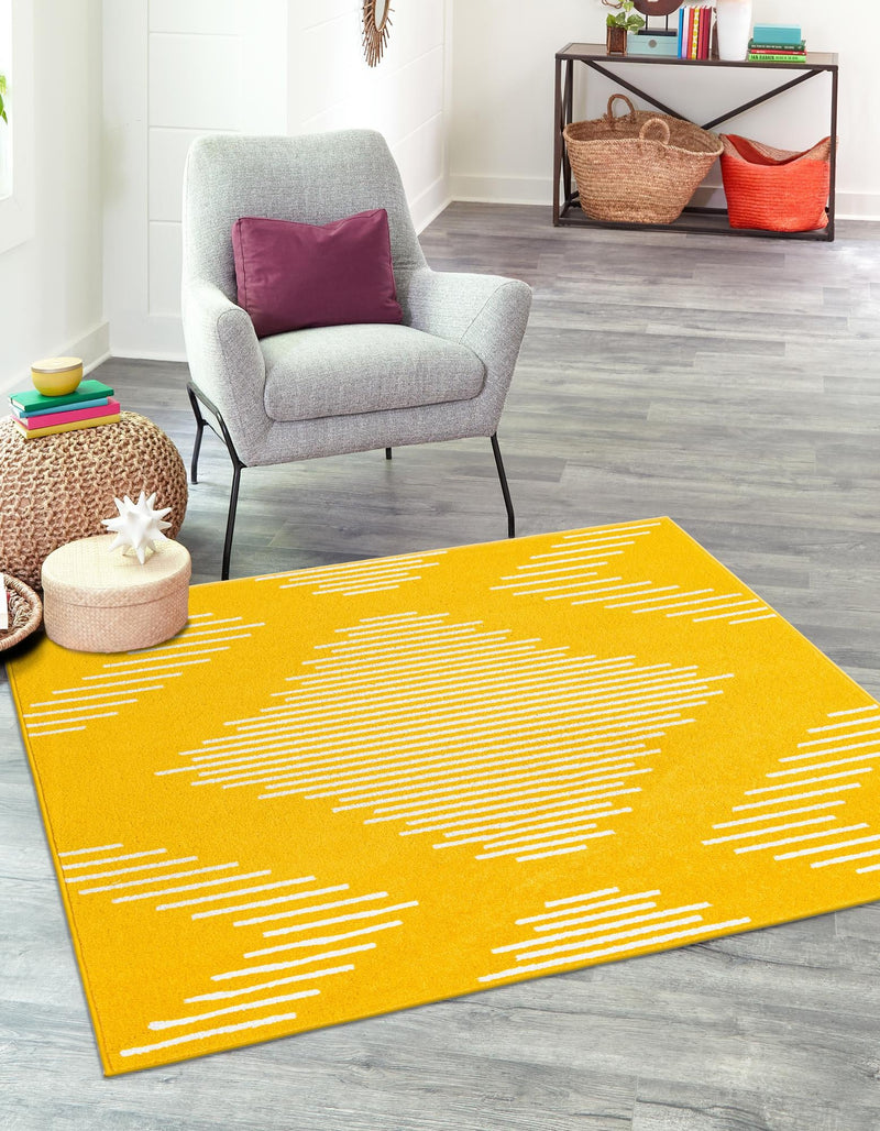 Seychelles Stripes Collection Area Rug - Mahe (Yellow) Square Yellow lifestyle 0