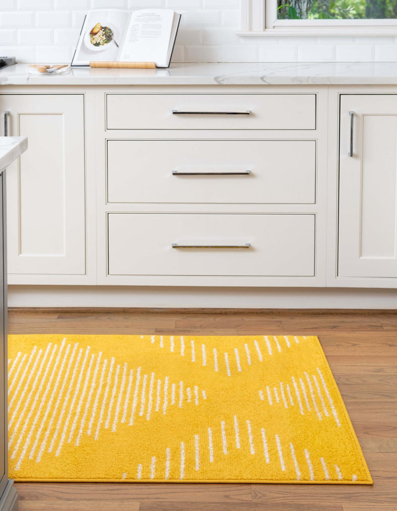 Seychelles Stripes Collection Area Rug - Mahe (Yellow) Runner Yellow lifestyle 5
