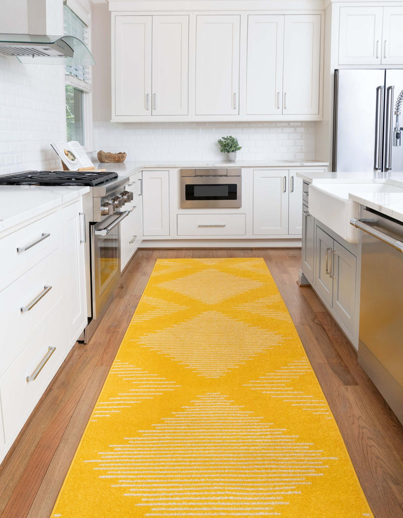 Seychelles Stripes Collection Area Rug - Mahe (Yellow) Runner Yellow lifestyle 7