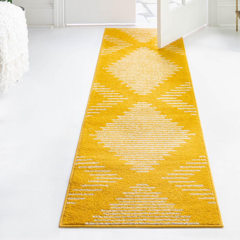 Seychelles Stripes Collection Area Rug - Mahe (Yellow) Runner Yellow lifestyle 18