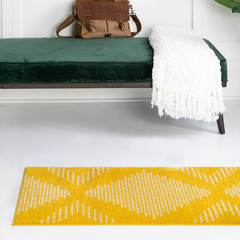 Seychelles Stripes Collection Area Rug - Mahe (Yellow) Runner Yellow lifestyle 20
