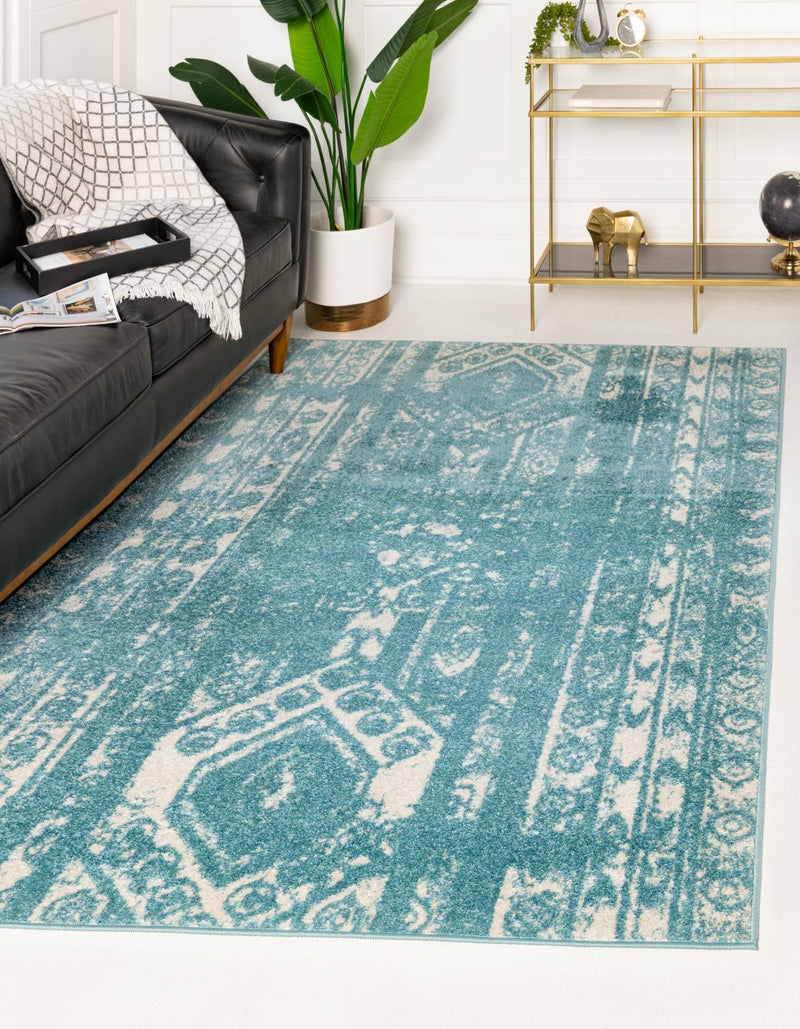 Brighton Stripes Collection Area Rug - Sussex (Light Blue) Rectangle Light Blue lifestyle 0