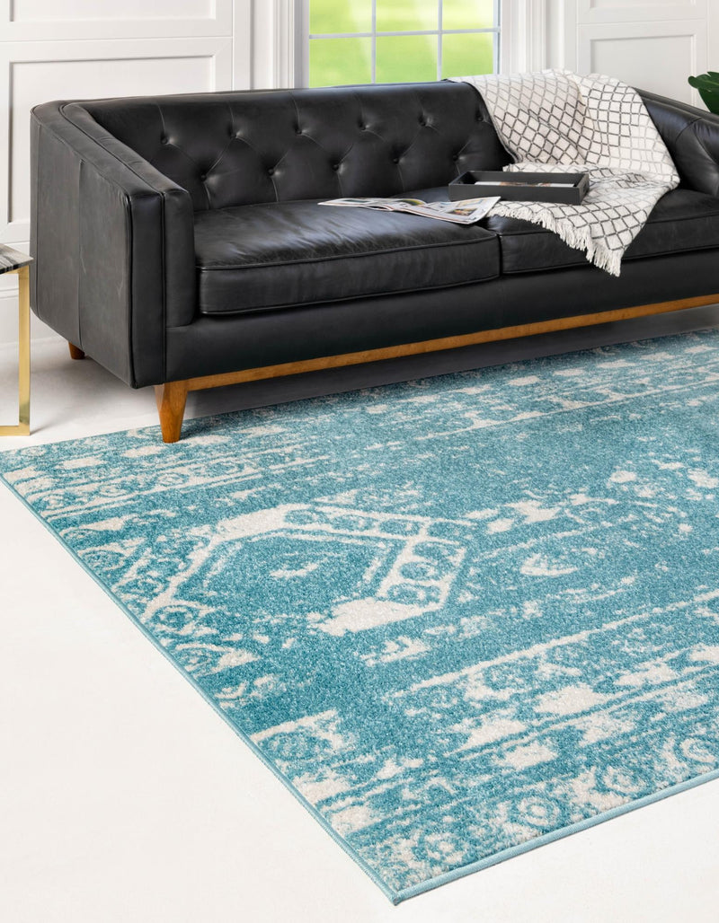 Brighton Stripes Collection Area Rug - Sussex (Light Blue) Rectangle Light Blue lifestyle 2