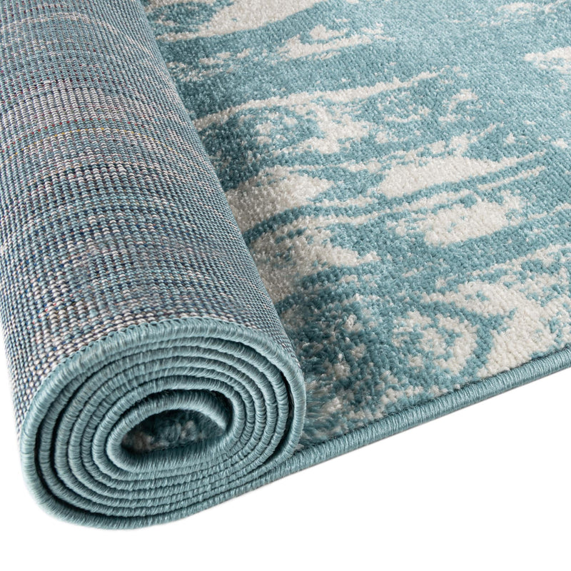 Brighton Stripes Collection Area Rug - Sussex (Light Blue) Rectangle Light Blue lifestyle 10