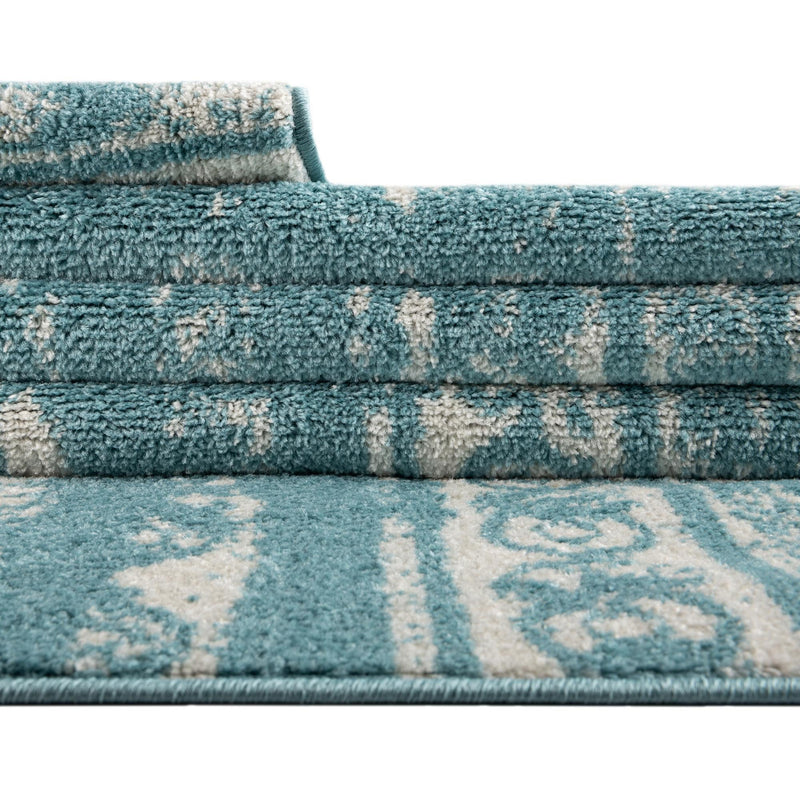 Brighton Stripes Collection Area Rug - Sussex (Light Blue) Rectangle Light Blue lifestyle 12