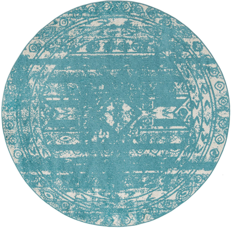 Brighton Stripes Collection Area Rug - Sussex (Light Blue) Round Light Blue Main