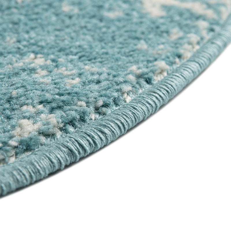 Brighton Stripes Collection Area Rug - Sussex (Light Blue) Round Light Blue lifestyle 6